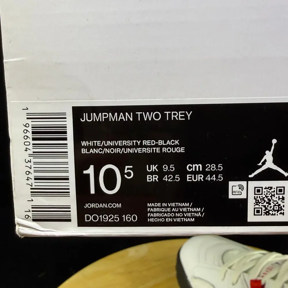 Air Jordan Jumpman Two Trey White Black Red Retro Shoes DO1925-160 Men Size 10.5